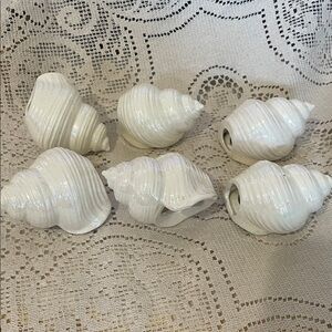 Pearly  White Ceramic Shell napkin holders like new set of 6